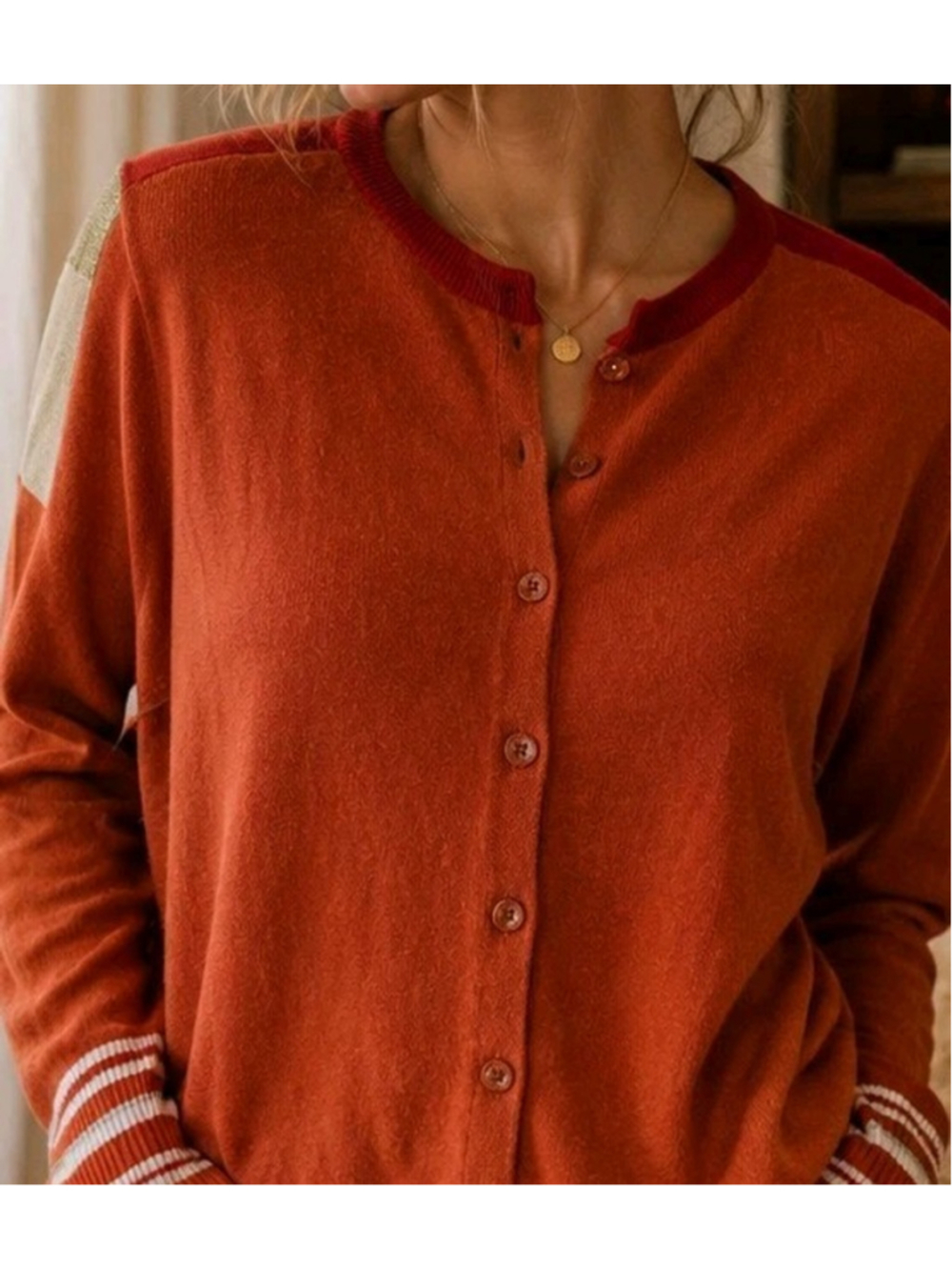 Lilith Paris Jackie Merino Wool Cashmere Cardigan Italy Size 1 Small Colorblock